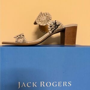 NEW Jack Rogers Taupe and Black Block Heel Sandals